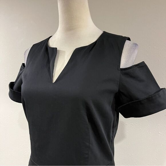 Ava & Aden Elegant Black short sleeve Cold Shoulder mini Dress size 6 - Picture 2 of 13